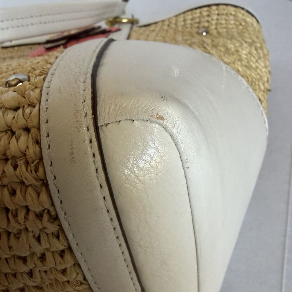 Coach Hampton Floral Applique Straw Weekend Coral White Tote Shoulder Bag 19347 - Picture 16 of 16